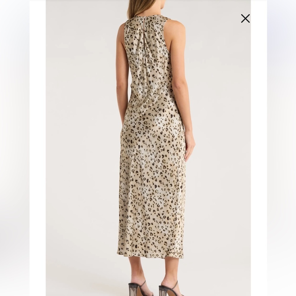 Rails Gabriella Sleeveless Ruched Satin Champagne Leopard Size Small - Picture 3 of 12